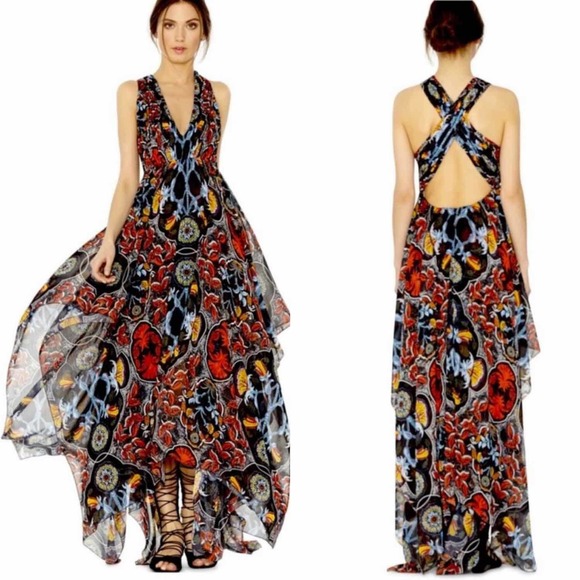 Alice + Olivia Dresses & Skirts - Alice + Olivia Kora Deep V Neck Maxi Dress Size 6
